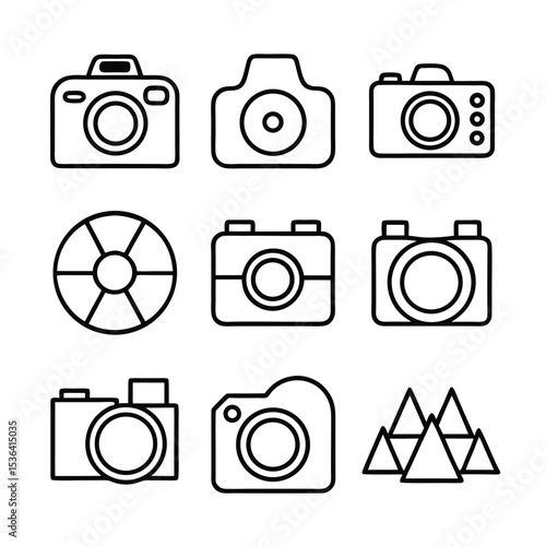 Photography Icon Set Camera Lens and Photo Editing Icons for Graphic Design
