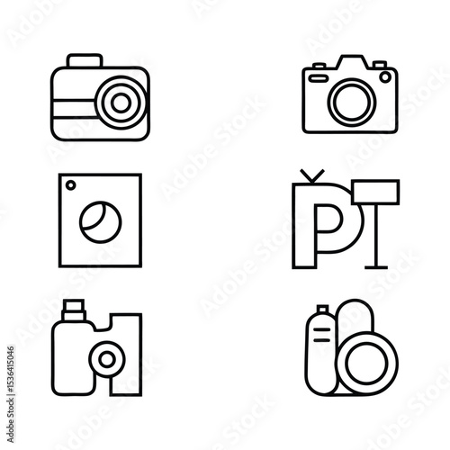 Photography Icon Set Camera Lens Film and Related Equipment Icons