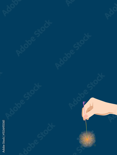 手で線香花火を持っているイメージイラスト