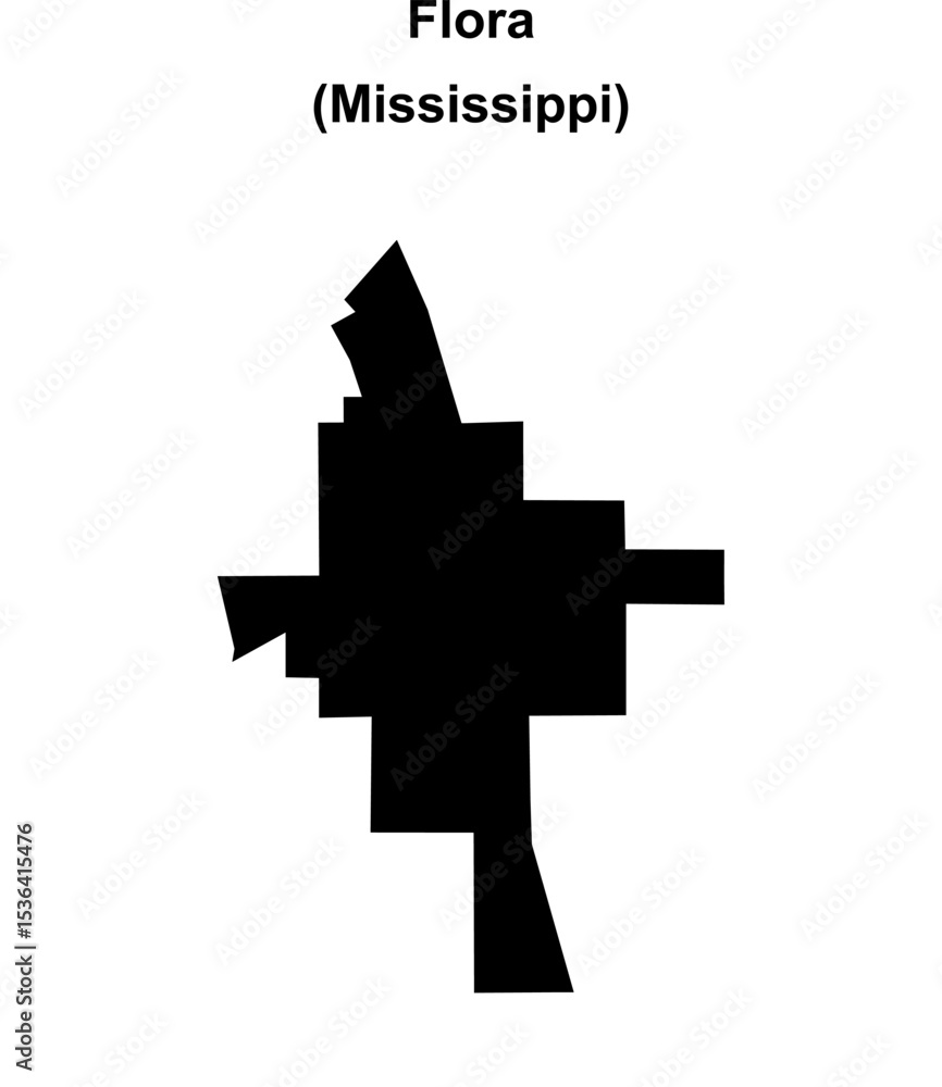 Obraz premium Flora (Mississippi) blank outline map