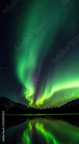 Wallpaper Mural Aurora Borealis Northern Lights Over Still Mountain Lake Reflection Torontodigital.ca