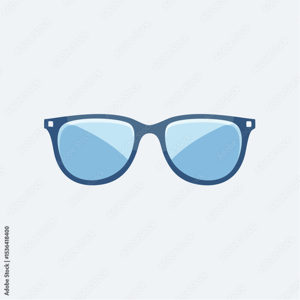 Fototapeta premium Blue framed glasses with light blue lenses isolated on a white background.