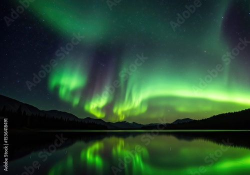Wallpaper Mural Aurora Borealis Northern Lights Over Still Mountain Lake Reflection Torontodigital.ca