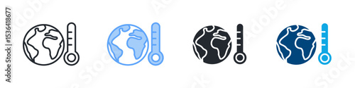Geothermal Energy Icon Set Multiple Style. Design In Outline, Blue, Glyph, Dualtone