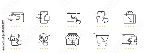 Online shopping related line icons. Editable stroke