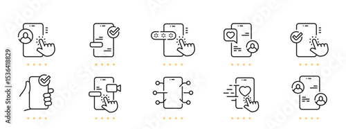 Smartphone related line icons. Editable stroke