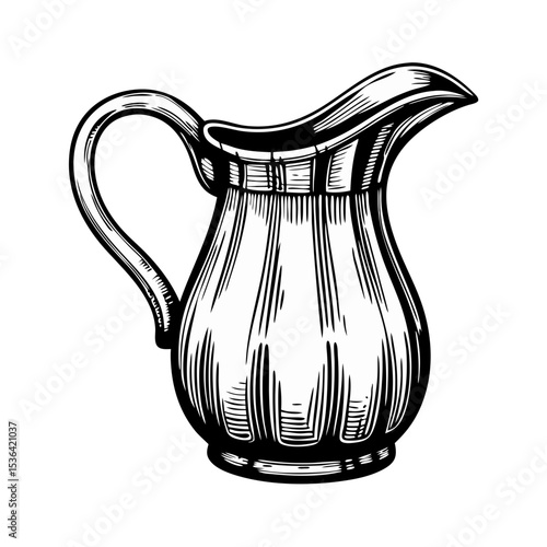 Vintage Engraving of a Creamer Jug with Elegant Design for Blogs, Recipe Cards, Culinary Education, Art Projects, and Antique Culture Awareness  