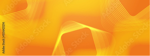 Abstract yellow lines create curved shapes on an orange background. Suitable for graphic design projects needing dynamic and vibrant elements.