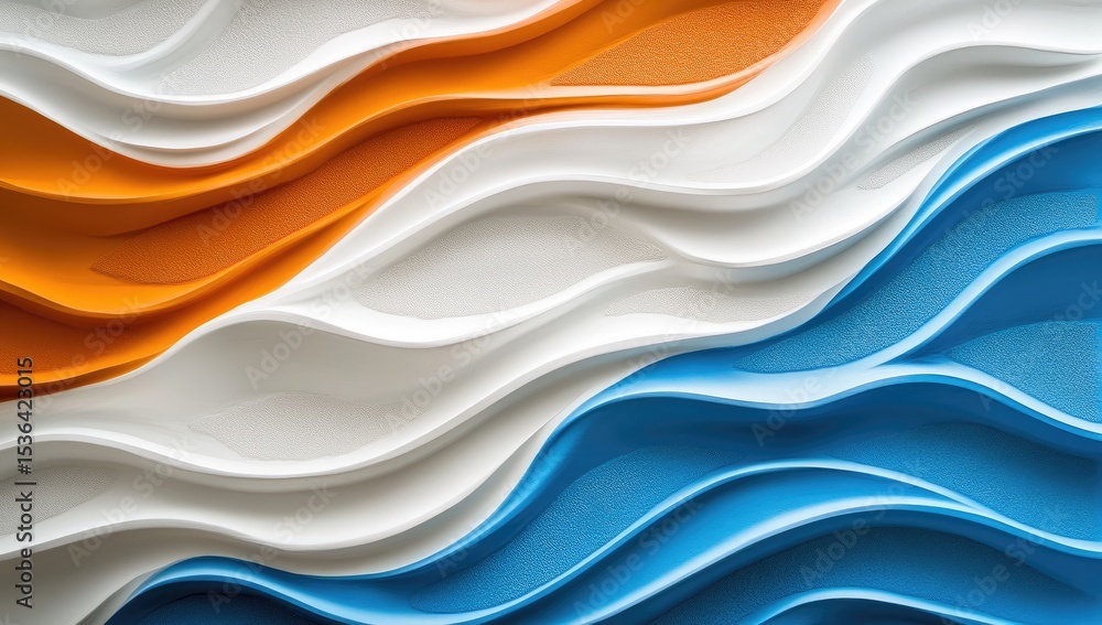Obraz premium Abstract wavy design in orange, white, and blue