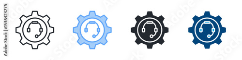 Technical Support Icon Set Multiple Style. Design In Outline, Blue, Glyph, Dualtone