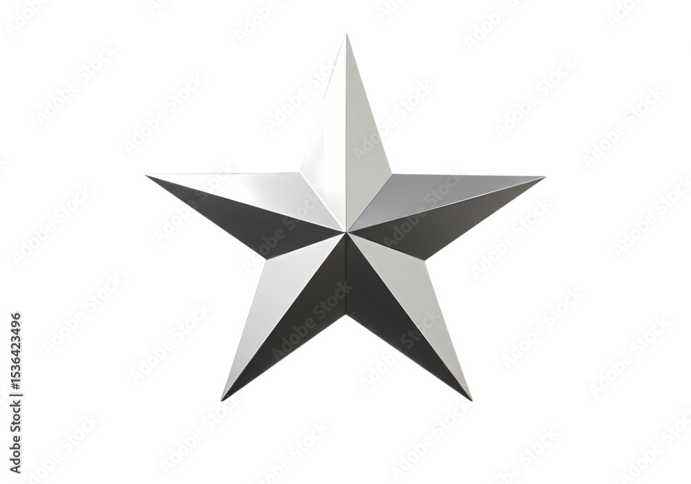 Obraz premium A Solitary Silver Star A Study in Simple Geometry isolated on transparent baackground