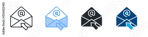 Email Icon Set Multiple Style. Design In Outline, Blue, Glyph, Dualtone