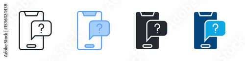 Question Icon Set Multiple Style. Design In Outline, Blue, Glyph, Dualtone