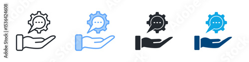Support Icon Set Multiple Style. Design In Outline, Blue, Glyph, Dualtone