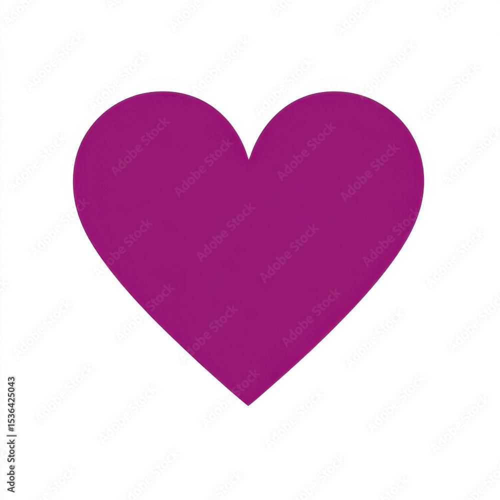 Simple Purple Heart Shape on White Background Simple Purple Heart Shape on White Background