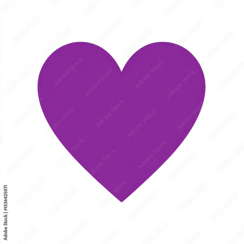 Simple Purple Heart Shape on White Background Simple Purple Heart Shape on White Background