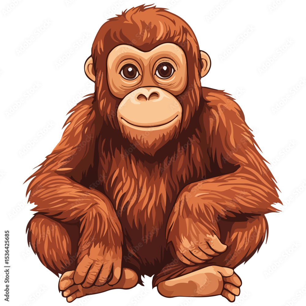 Obraz premium orangutan, animal, vector, transparent background, creature, pongo, zoo, jungle, nature, cute, wildlife, isolated, mammal