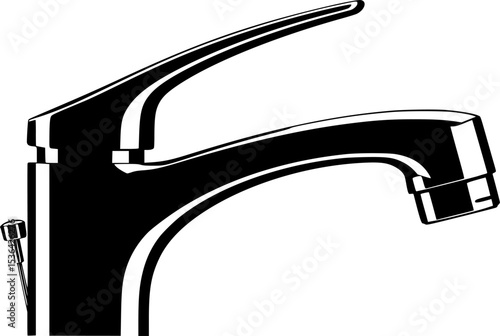 Water faucet plumbing fixture is delivering flowing liquid in a residential home
