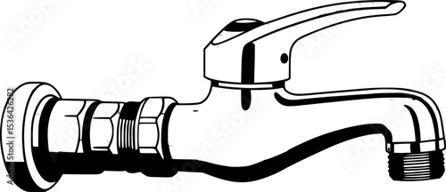 Water faucet plumbing fixture is delivering flowing liquid in a residential home
