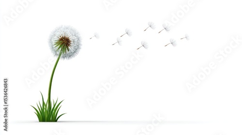 Wallpaper Mural Beautiful Dandelion Flower with Seeds Floating in the Air Torontodigital.ca