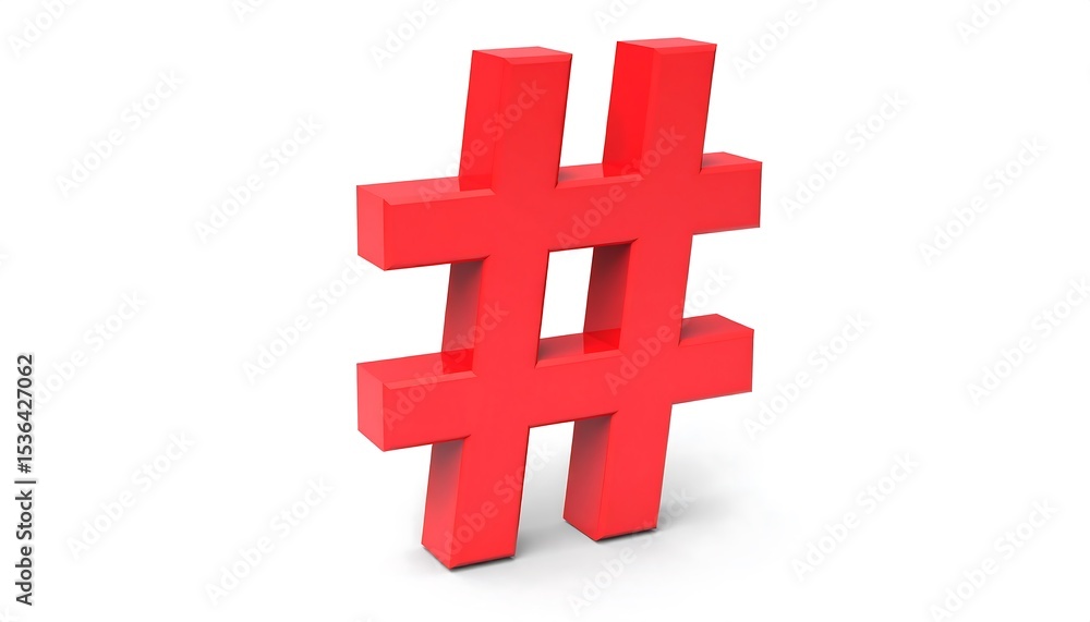 Obraz premium 3D rendered red hashtag symbol