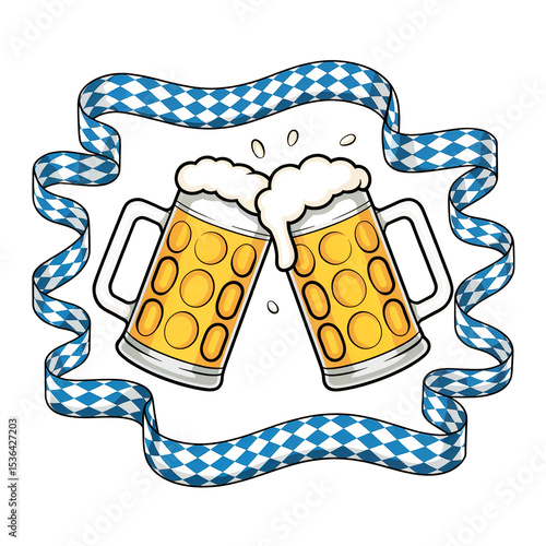 Cheers oktoberfest beer stein toast illustration