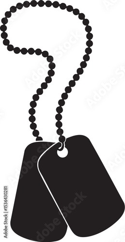 Military Dog Tags Vector SVG - Black and White Silhouette

