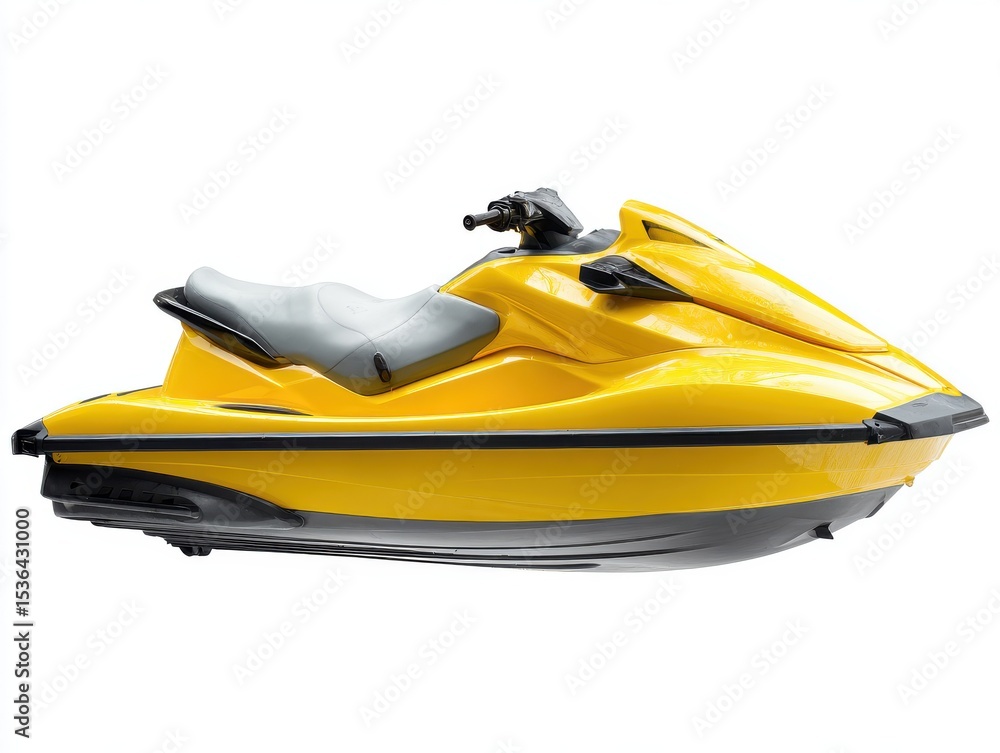 Naklejka premium Yellow Personal Watercraft on White Background