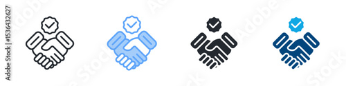 Trust Icon Set Multiple Style. Design In Outline, Blue, Glyph, Dualtone