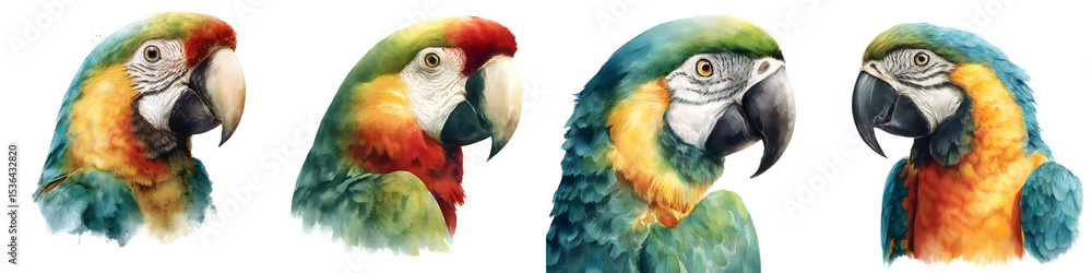 Naklejka premium Vibrant Parrot Portraits