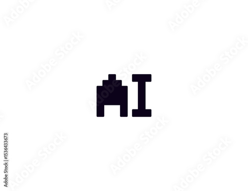 AI Y2K Pixel Logo Monogram Design For Tech, Chatbot, Virtual Assistant, Neural Network, SaaS, Smart Digital Tool. Perfect For Startup of Communication System and Automatisation. Vector Illustration