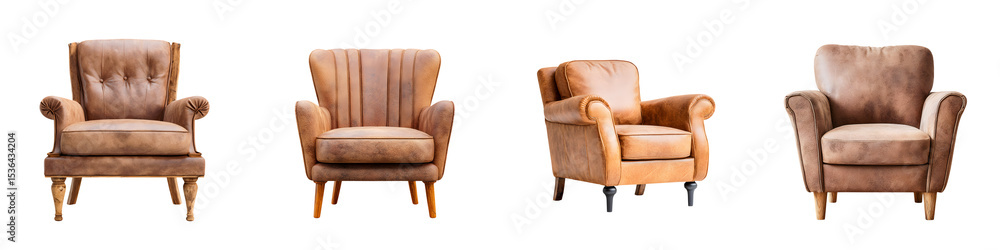 Naklejka premium Classic and Vintage Leather Armchairs in a Living Room Setting