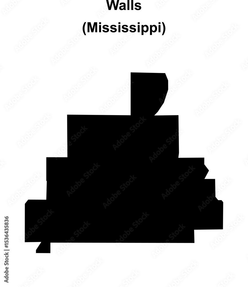 Walls (Mississippi) blank outline map Walls (Mississippi) blank outline map