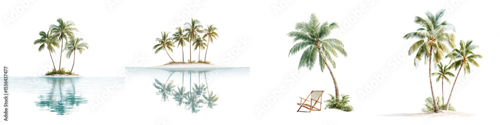 Obraz premium Tropical palm trees on a serene island beach