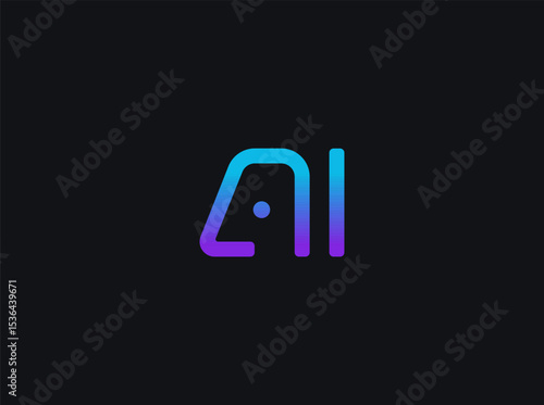 AI Modern Logo Monogram Design For Tech, Chatbot, Virtual Assistant, Neural Network, SaaS, Smart Digital Tool. Perfect For Startup of Communication System and Automatisation. Vector Illustration