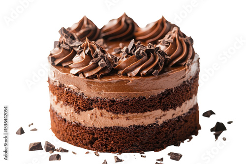 Indulgent triple layer chocolate cake with decadent frosting and shavings Sweet satisfaction on isolated on transparent background. Generative Ai.