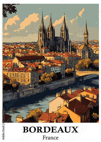 Bordeaux France Cityscape Vector Illustration.