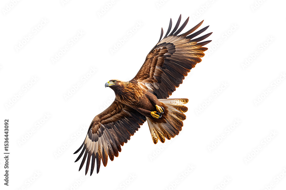 Obraz premium Golden eagle flying isolated on transparent background.