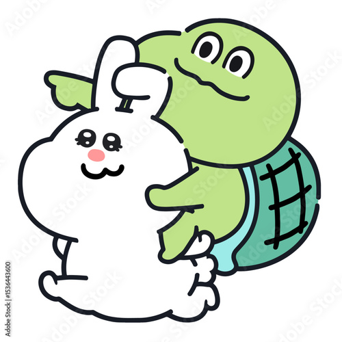 ポップなウサギとカメの協力_01