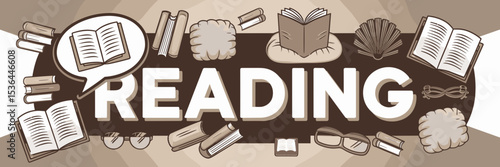 Cozy reading text with speech bubble book – Perfect for libraries, storytelling promotions, or literary campaigns