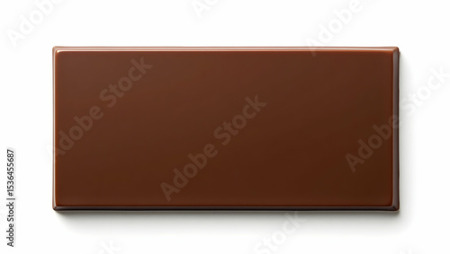 Chocolate Flat rectangular chocolate slab, top-down view, even lighting, clean edge surface, centered on isolated white scene (2)