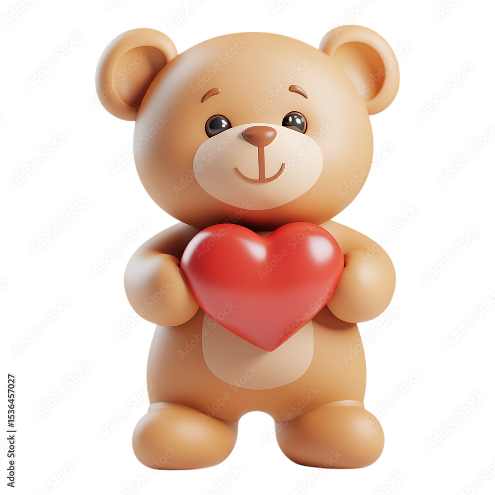 PNG 3D Render Teddy Bear Holding a Heart Perfect for Valentines Day and Romantic Projects against transparent Background PNG 3D Render Teddy Bear Holding a Heart Perfect for Valentines Day and Romantic Projects against transparent Background