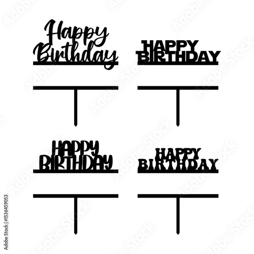 Happy Birthday Cake Topper Designs Set