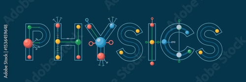 Physics text with electromagnetic atoms, force arrows, and motion paths – Great for academic graphics, physics-themed posters, or digital textbooks