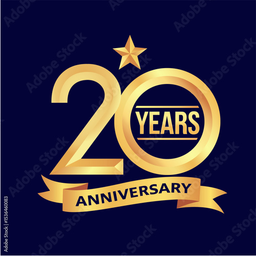 20th Anniversary Label Vector Design Illustration	