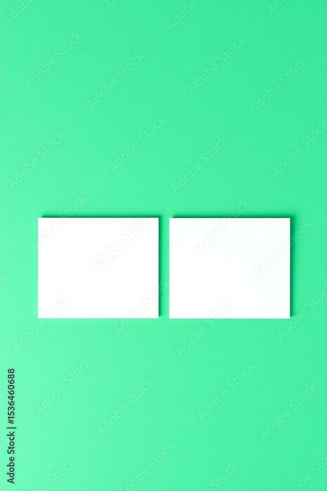 Fototapeta premium Two blank white business cards on mint green background