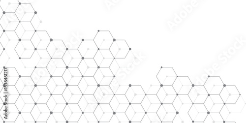 Hexagonal Molecular structure abstract tech network pattern. abstract geometric hexagon with connecting dots and lines. connecting Medical science, technology concept background Vector illustration.	