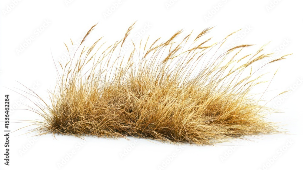 Obraz premium Isolated patch of tall grass on white background, studio lighting