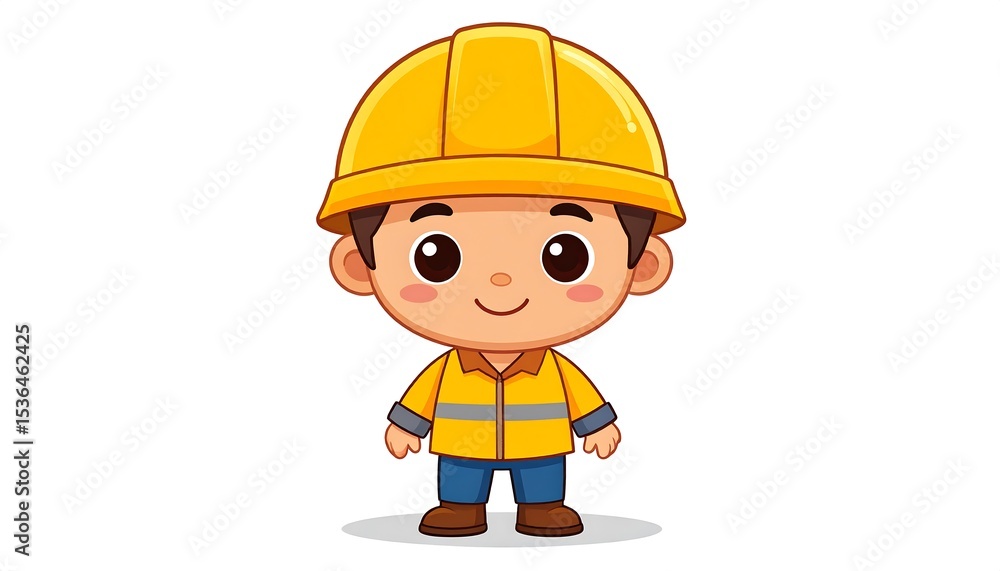 Cartoon construction worker in hard hat. Cartoon construction worker in hard hat.