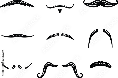vector mustache set